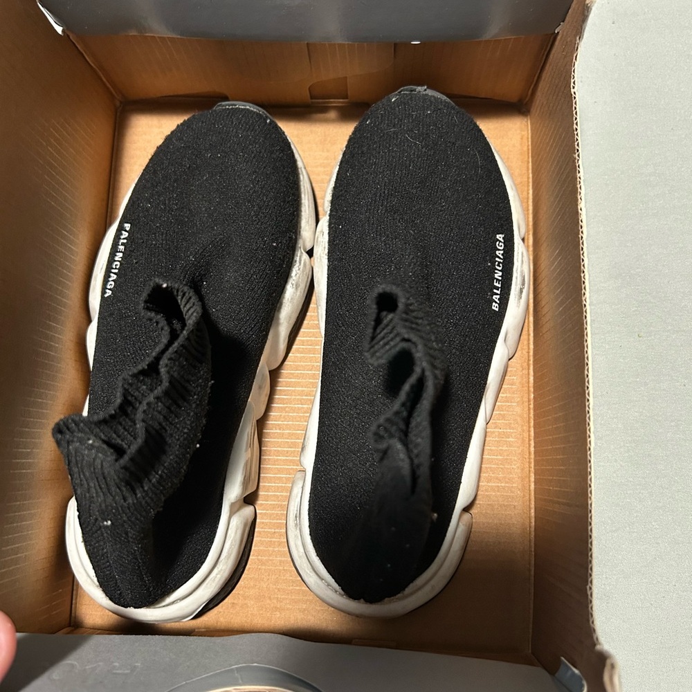 Balenciaga Black and White Sock Runner Sneakers